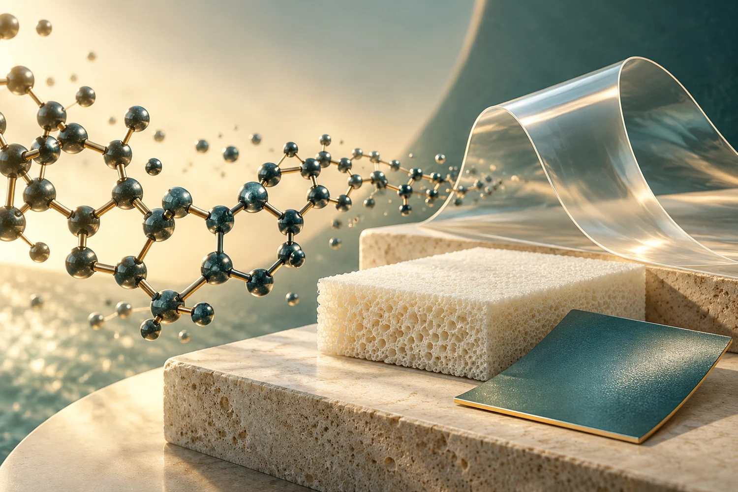 Conceptual illustration of polymers and useful materials