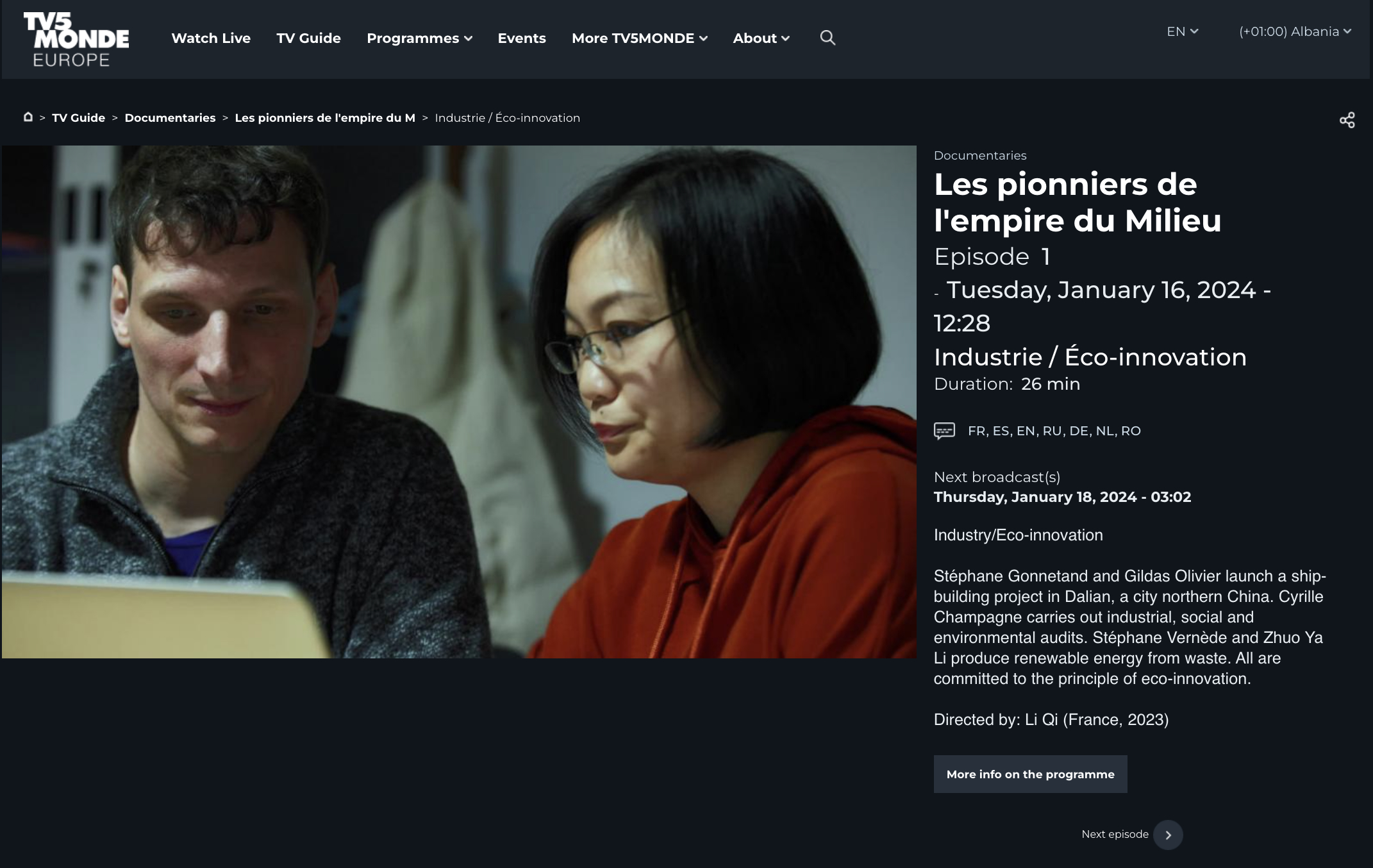 TV5Monde Episode 1 Industry and Eco-Innovation introduction