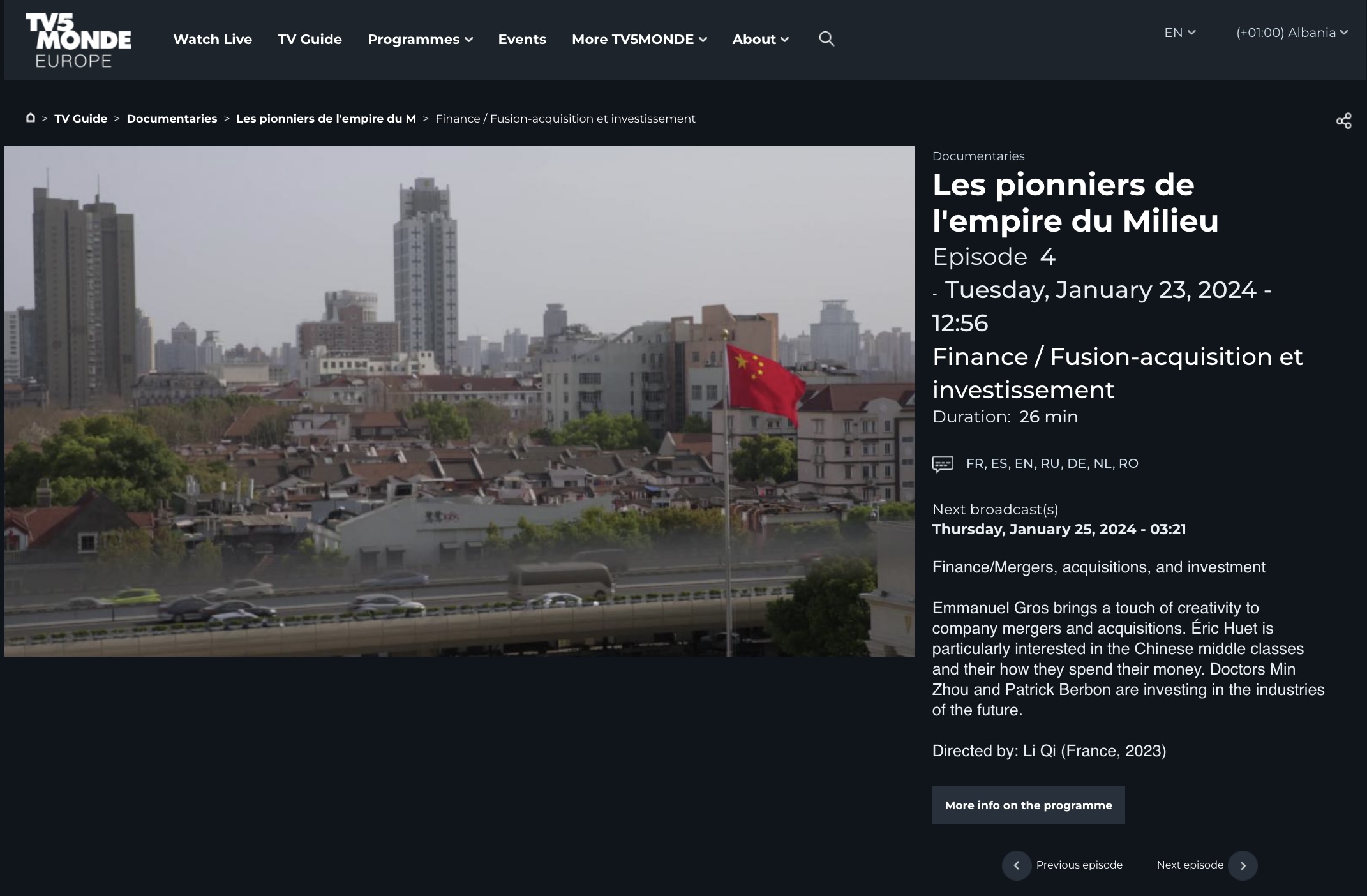 TV5Monde Episode 4 Finance program details